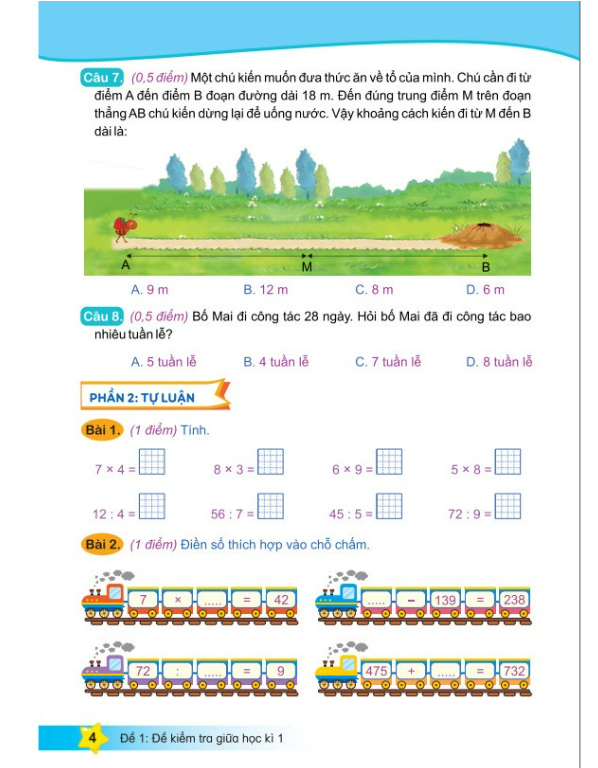 Sách - Đề Kiểm Tra Toán 3 - Học kì 1 - Kết Nối