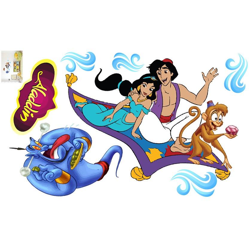 DECAL TRANG TRÍ PHÒNG BÉ ALADIN VÀ CÂY ĐÈN THẦN SỐ 2