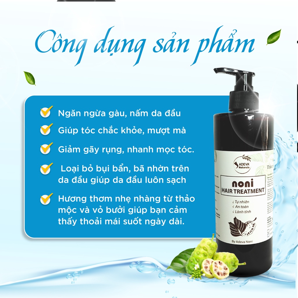 Dầu Gội Đầu Thảo Mộc ADEVA NONI HAIR TREATMENT, Giúp Làm Sạch Tự Nhiên, Giảm Gàu Và Nấm Da Đầu 500ML