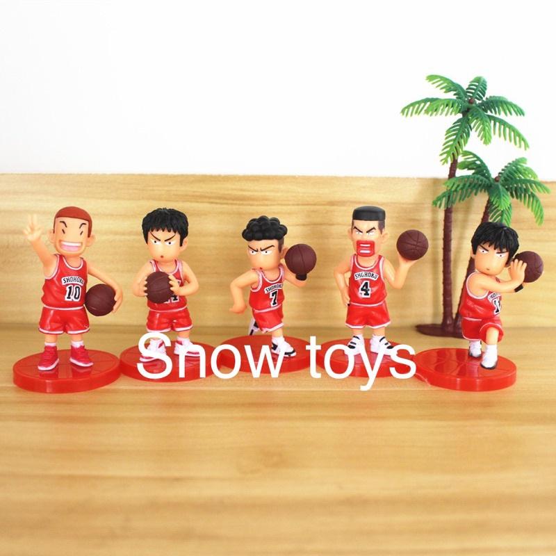 Mô hình Slam Dunk - Trọn bộ Team Shohoku đỏ - Hanamichi Rukawa Takenori Ryota Mitsui - Cao 8cm