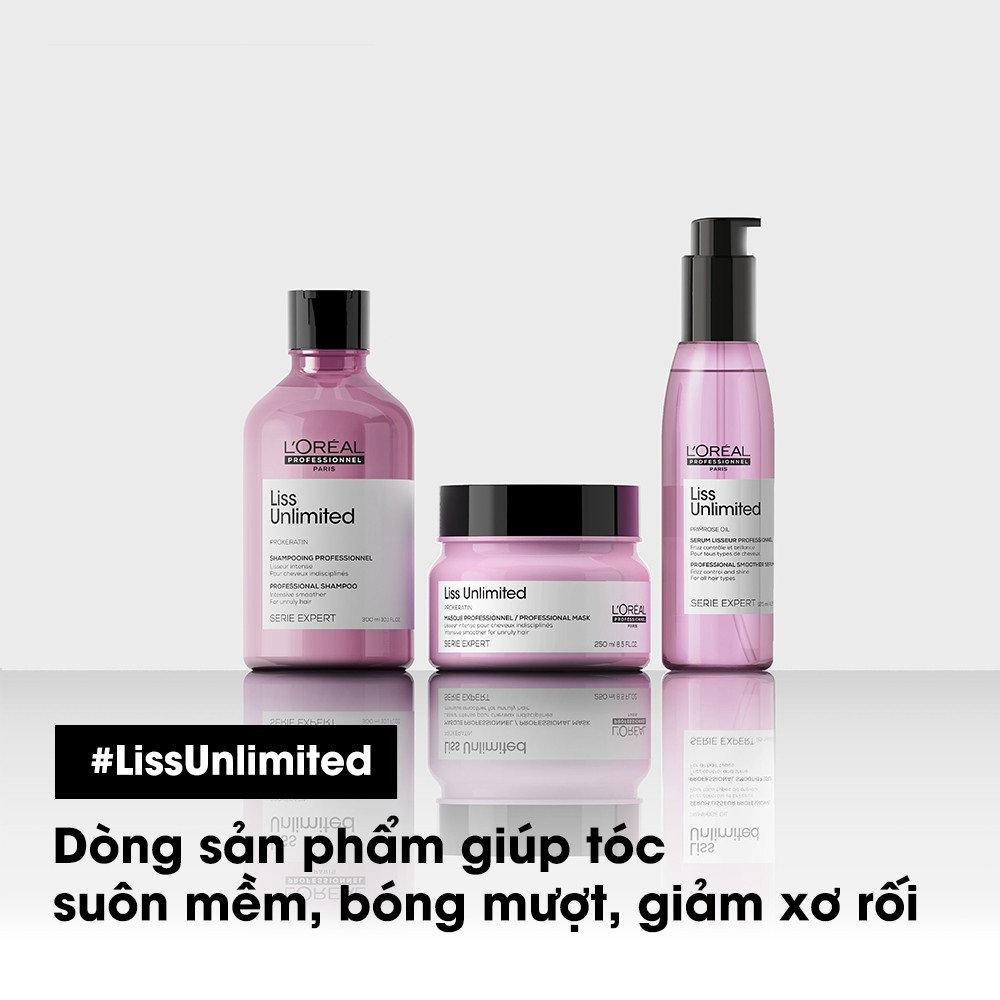 DẦU GỘI L'OREAL SERIE EXPERT LISS UNLIMITED PROFESSIONAL SHAMPOO SUÔN MƯỢT GIẢM XƠ RỐI 300ML NEW (CHAI BÉ)