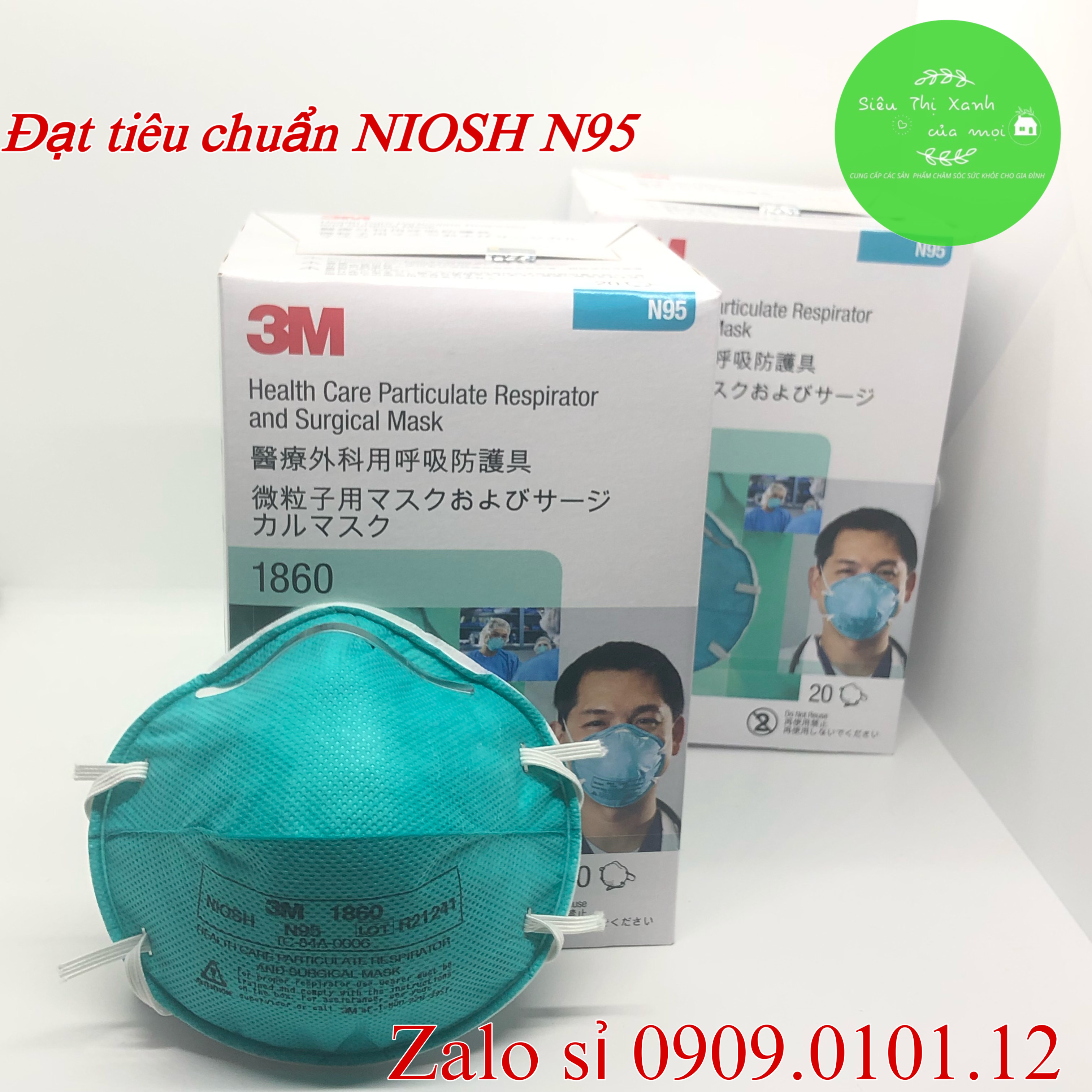 Khẩu trang 3m 1860 chính hãng hộp 20 cái, khẩu trang n95 mask đệm mũi cao cấp đạt tiêu chuẩn NIOSH (Mỹ)