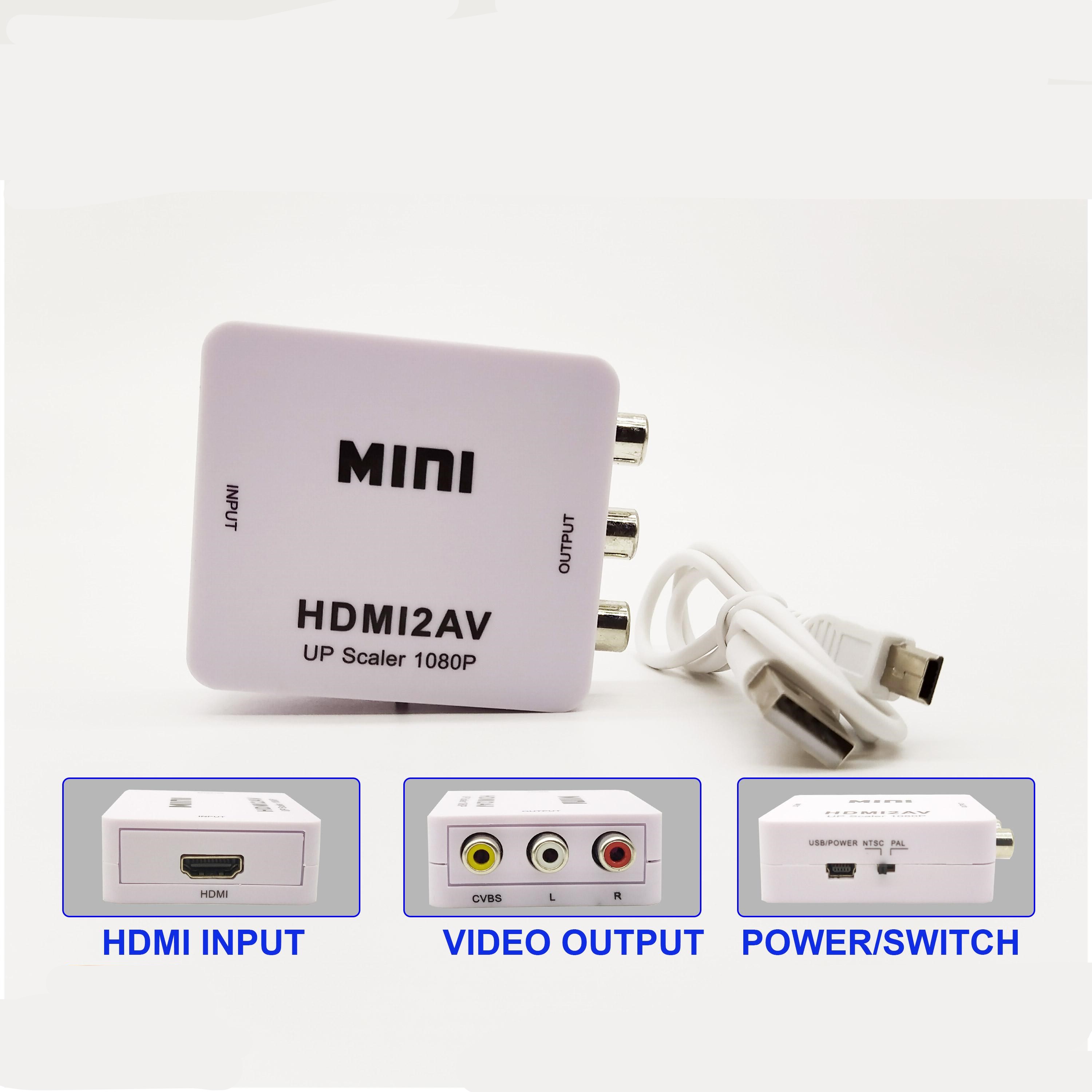 HUB Chuyển đổi mini HDMI sang AV chuyển đổi tín hiệu hình ảnh HDM hoặc tín hiệu âm thanh thành tín hiệu video tổng hợp AV (CVBS) và tín hiệu âm thanh nổi FL / FR, đồng thời hỗ trợ tín hiệu hệ thống DVI.
