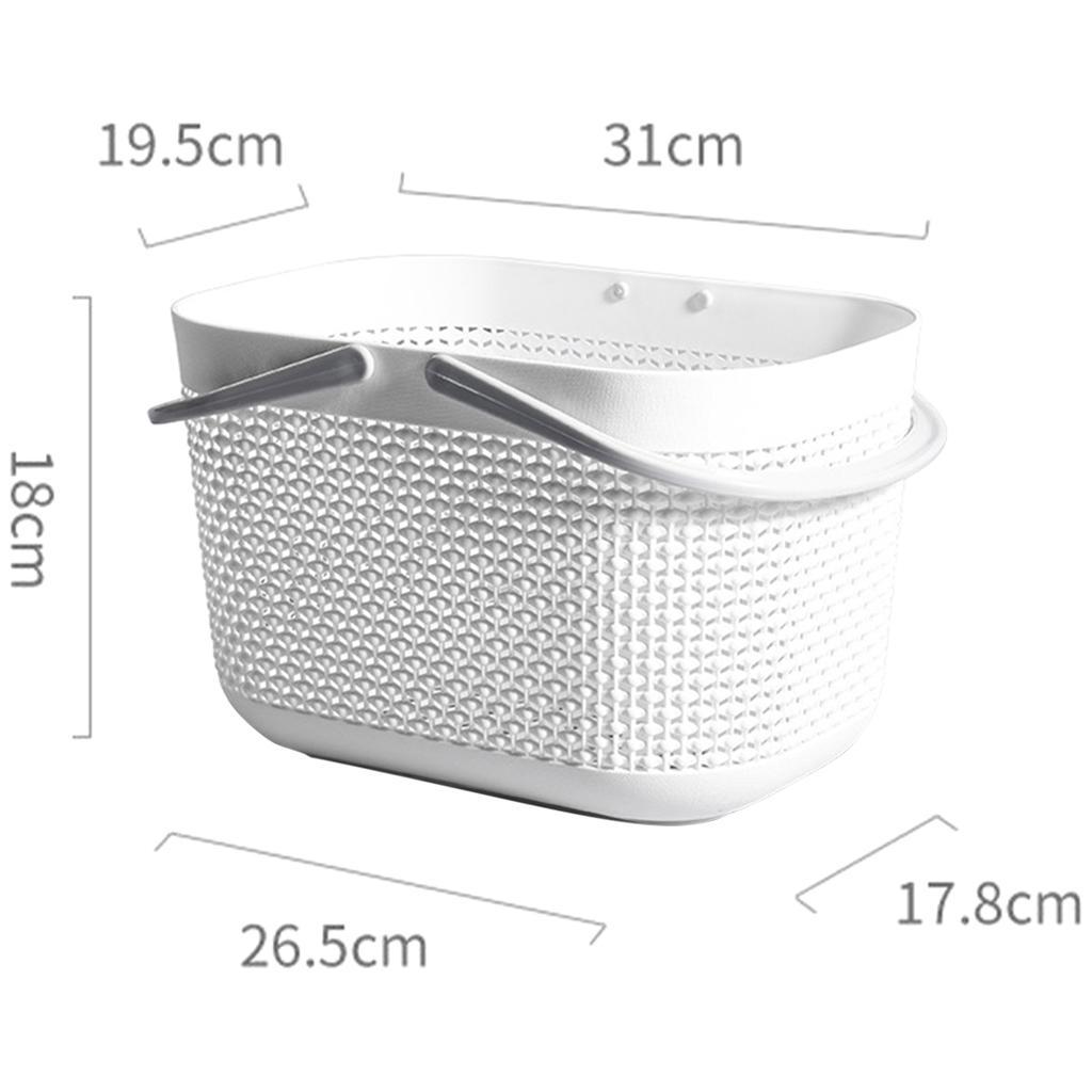 3X Portable Tote Shower Basket Plastic Storage Organizer for Home Bathroom White