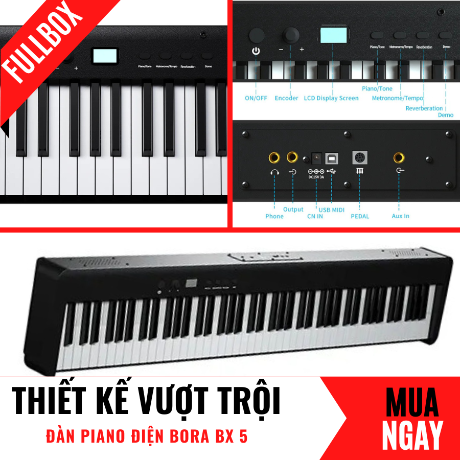 Đàn Piano Điện Bora BX 05 - 88 Phím Nặng Cảm Lực - Kết Nối Blutetooth +Khăn Phủ Đàn + Chân Đàn + Tai Phone