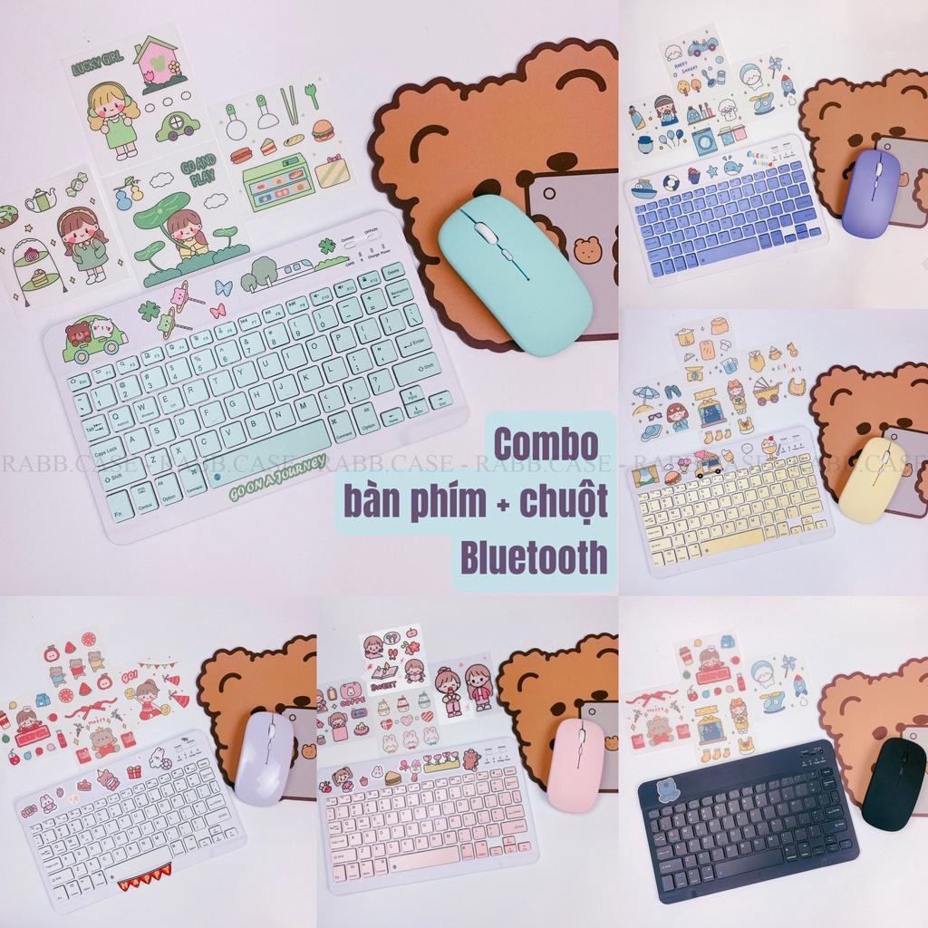 Bộ bàn phím Bluetooth 10 Inch và Chuột Bluetooth cho iPad, Galaxy Tab, tất cả các dòng điện thoại - Tặng kèm Sticker và pin 2A