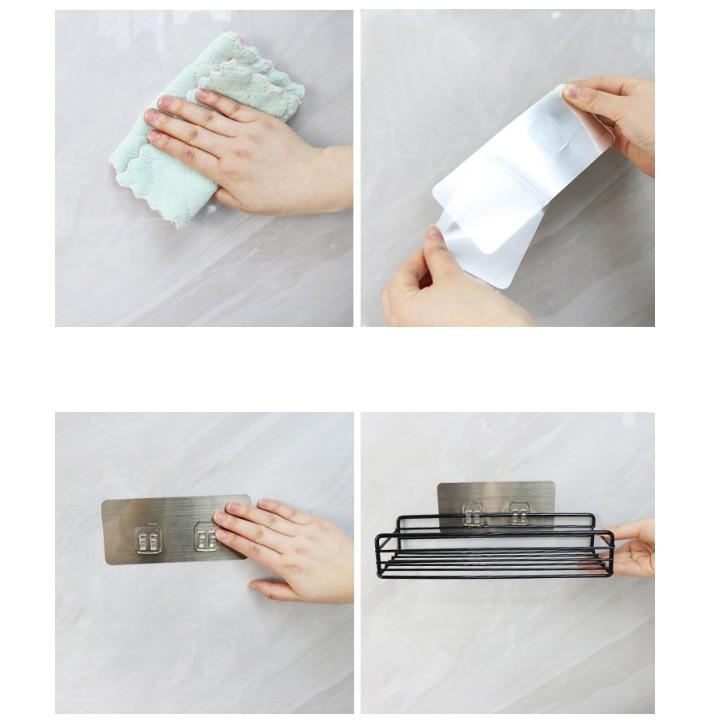 Giá để đồ nhà tắm kim loại bền đẹp, kệ hình chữ nhật đựng đồ đa năng không cần khoan tường siêu tiện dụng