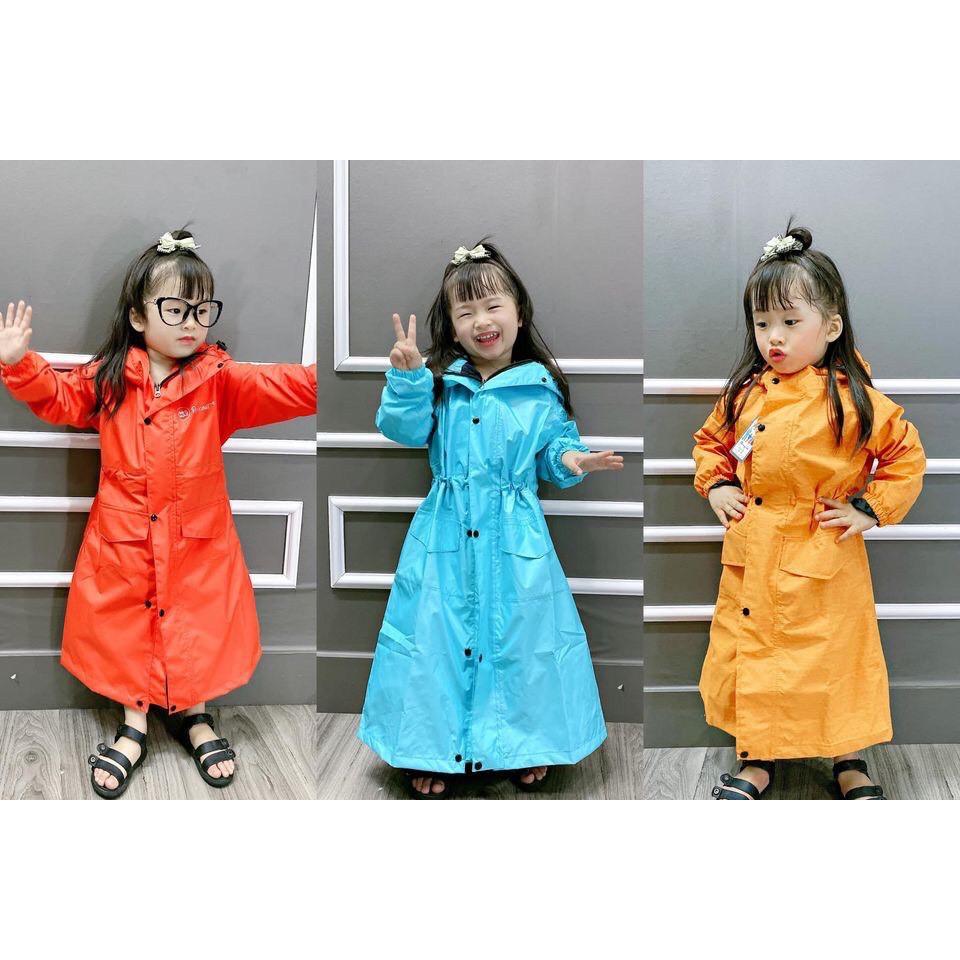 Áo mưa măng tô trẻ em 2 lớp dáng dài cao cấp chống thấm chồng gió lạnh cho bé trai bé gái - Ao mua mangto