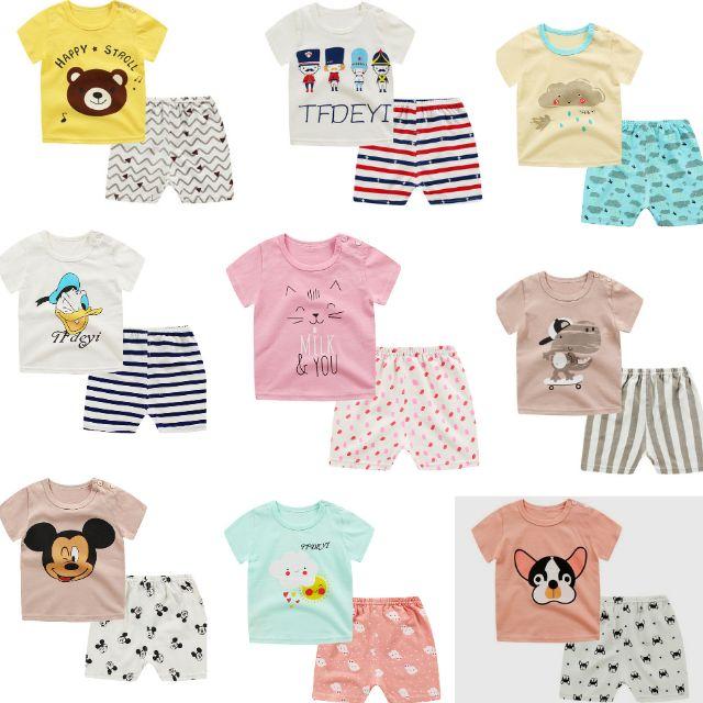 Combo 3 bộ cộc tay cotton bé trai/bé gái túi zip hàng QC cao cấp