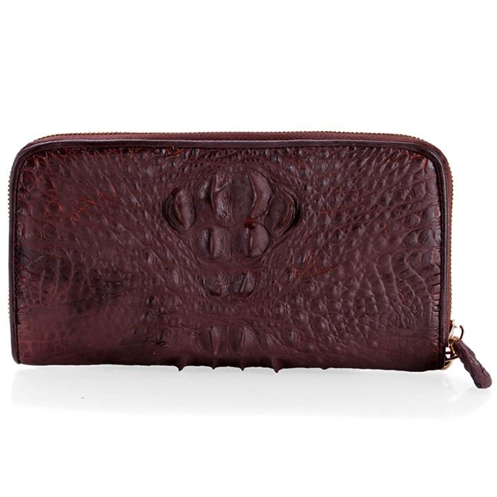 Bóp nữ da cá sấu Huy Hoàng 1 khóa nguyên con màu đen, nâu đỏ, vàng bò, nâu đất HT3245-46-47-48