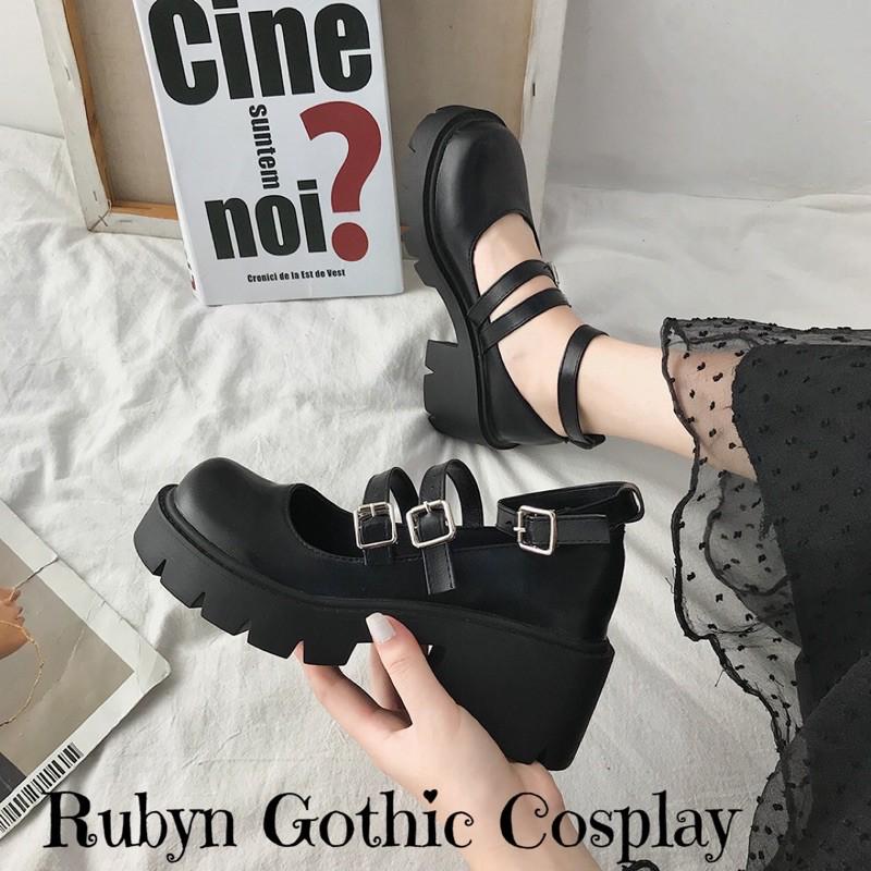 Giày Búp Bê Lolita Đế Cao Cosplay học sinh Nhật Bản ( BÓNG VÀ NHÁM )