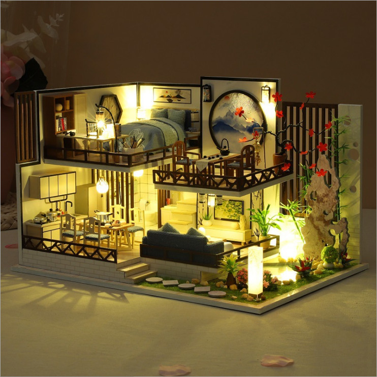 Mô hình nhà DIY Doll House Ink Fragrant Bamboo Rhyme Kèm Mica Chống bụi