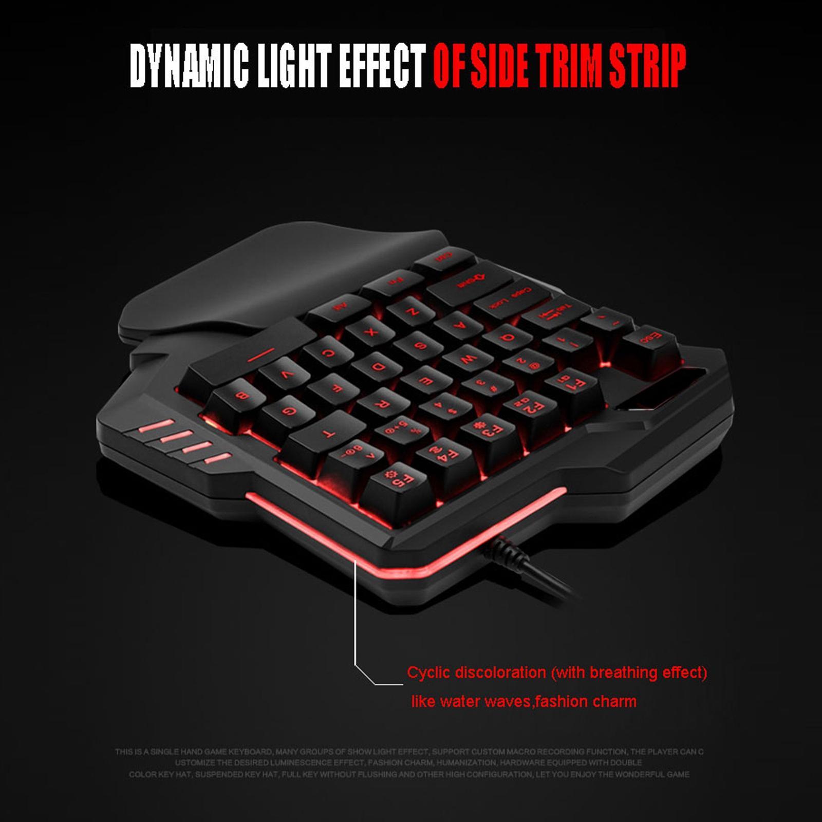 Portable Single Handed Gaming Keyboard 35 Keys RGB Wired Wide Compatibility