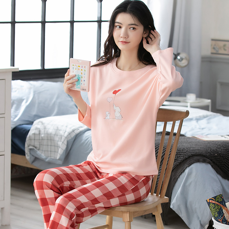 Trang phục thu đông nữ mặc nhà cotton dày dặn 8645