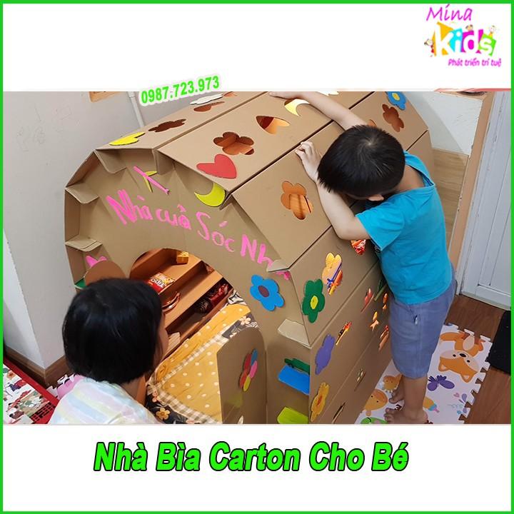 Nhà Bìa Carton Cho Bé Tự Lắp Ráp - An Toàn Chắc Chắn Chịu Lực Cao