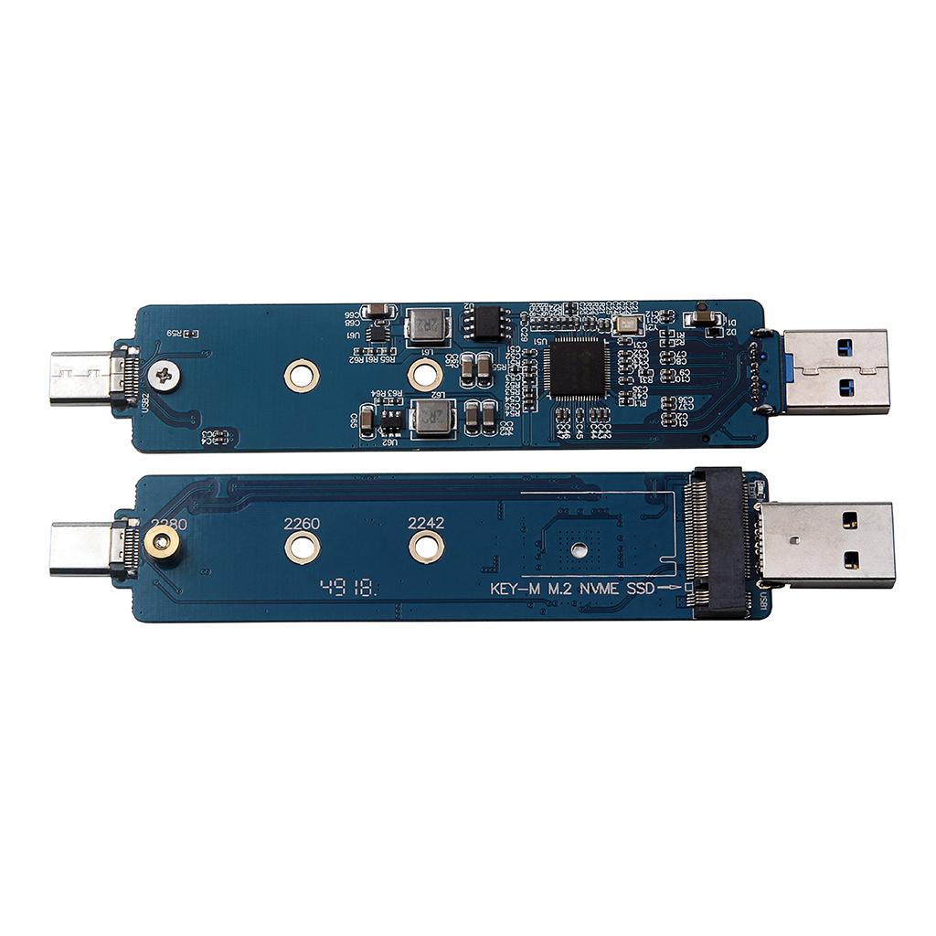 Aluminum M.2 NVME SSD Housing Adapter, USB Type C And Type A to NGFF NVME PCI E