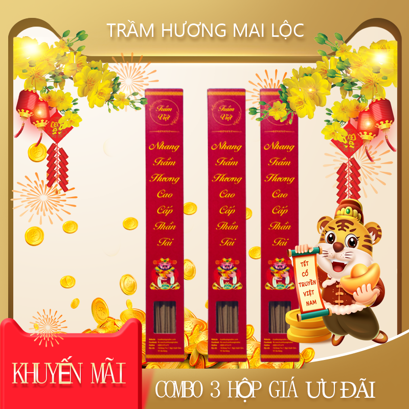 Nhang trầm hương cao cấp Thần Tài Combo 3 hộp