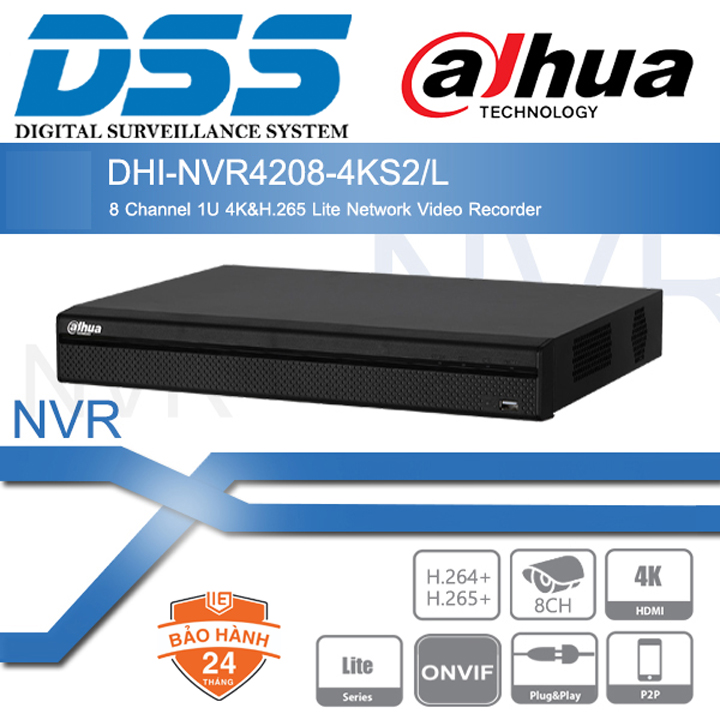 Đầu ghi hình camera 8 kênh IP DAHUA DHI-NVR4208-4KS2/L hàng chính hãng DSS Việt Nam