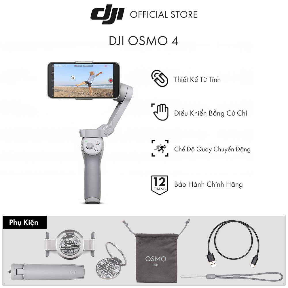 Tay Cầm Gimbal Chống Rung Điện Thoại DJI Osmo Mobile  4  - Hàng Chính Hãng - Bảo Hành 12 Tháng 1 Đổi 1