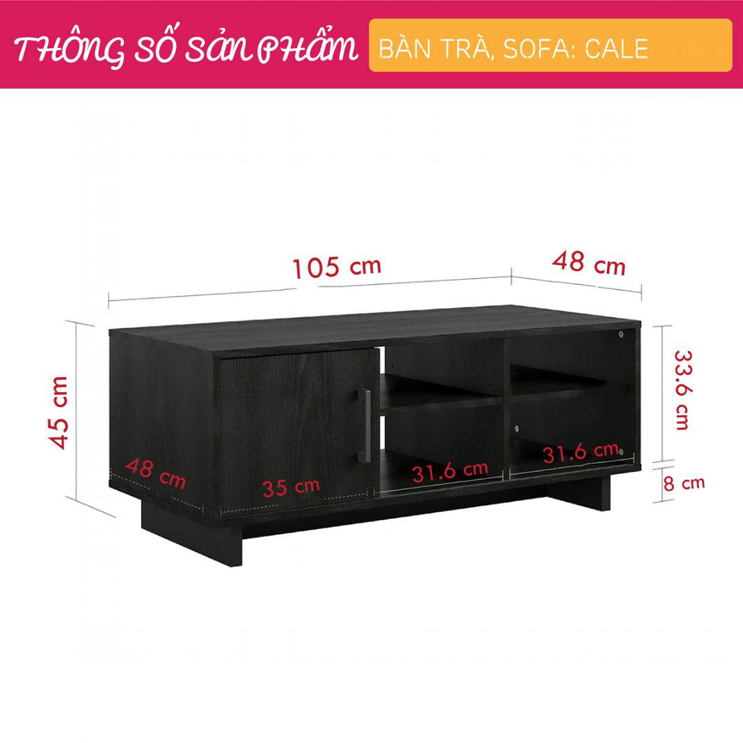 Bàn trà gỗ hiện đại SMLIFE Cale  | Gỗ MDF dày 17mm chống ẩm | D105xR48xC45cm