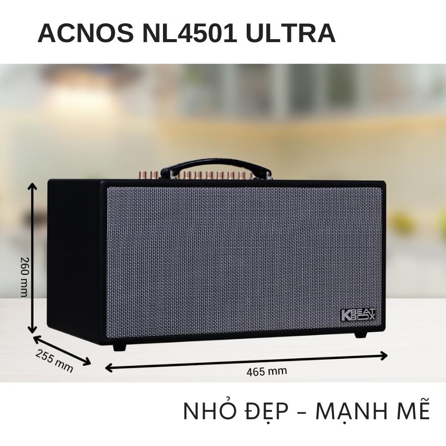 Loa kéo Acnos NL4501 Ultra - Loa di động thùng gỗ bọc da công suất 750W tặng kèm micro hát karaoke chống hú cao cấp - Hàng nhập khẩu