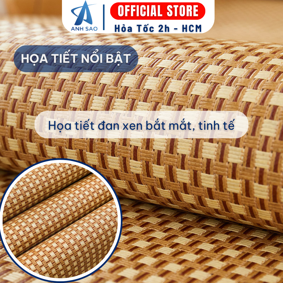 Chiếu điều hòa cao cấp Ánh Sao – Sợi mây tổng hợp  Tặng kèm túi thơm thảo dược – giao mẫu ngẫu nhiên – vàng nâu – 1m8 x 1m9