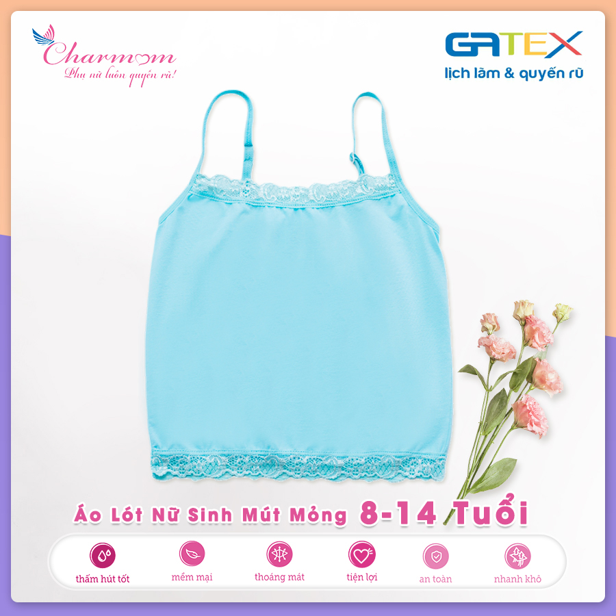 Set 2 Áo Lót Lá Bé Gái Form Dài GATEX Cotton Cao Cấp Charm teen từ 8 đến 14 tuổi