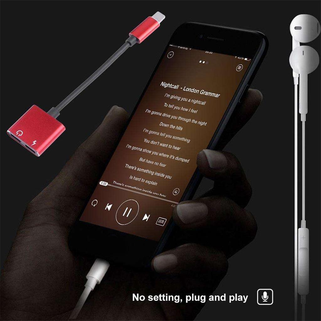 2 In 1 Headphones Adapter Audio Charging Splitter Cable For IPhone IPad