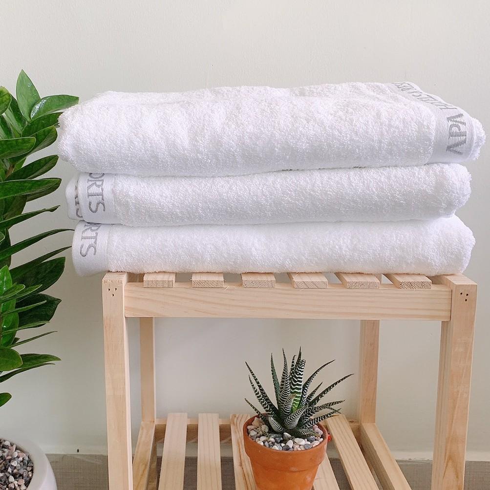 Khăn tắm COTTON xuất khẩu, mềm mịn hàng xuất dư, Kích thước 70-140cm, nặng 540g, Màu Trắng.