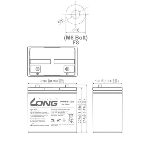 Ắc Quy LONG 12V 55Ah WP55-12N - (PDC-TECH)