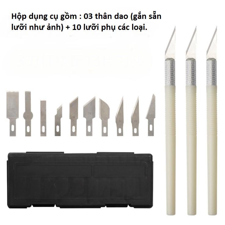 KHO-HN * Bộ dao trổ 13 lưỡi phụ chuyên dụng khắc giấy, đồ thủ công