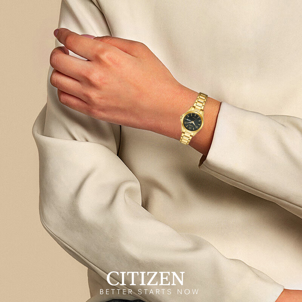 Đồng Hồ Nữ Citizen Pin-Quartz Dây Thép Không Gỉ EQ0612-58E - Mặt Đen (27.5mm)