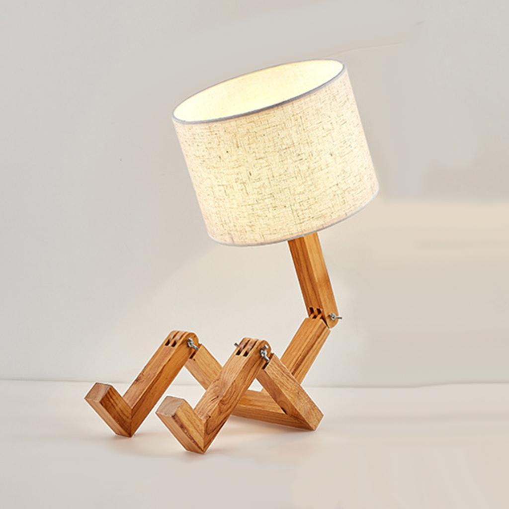 Table Lamp Adjustable Arm Reading Light Bedside Lamp w/Fabric Shade