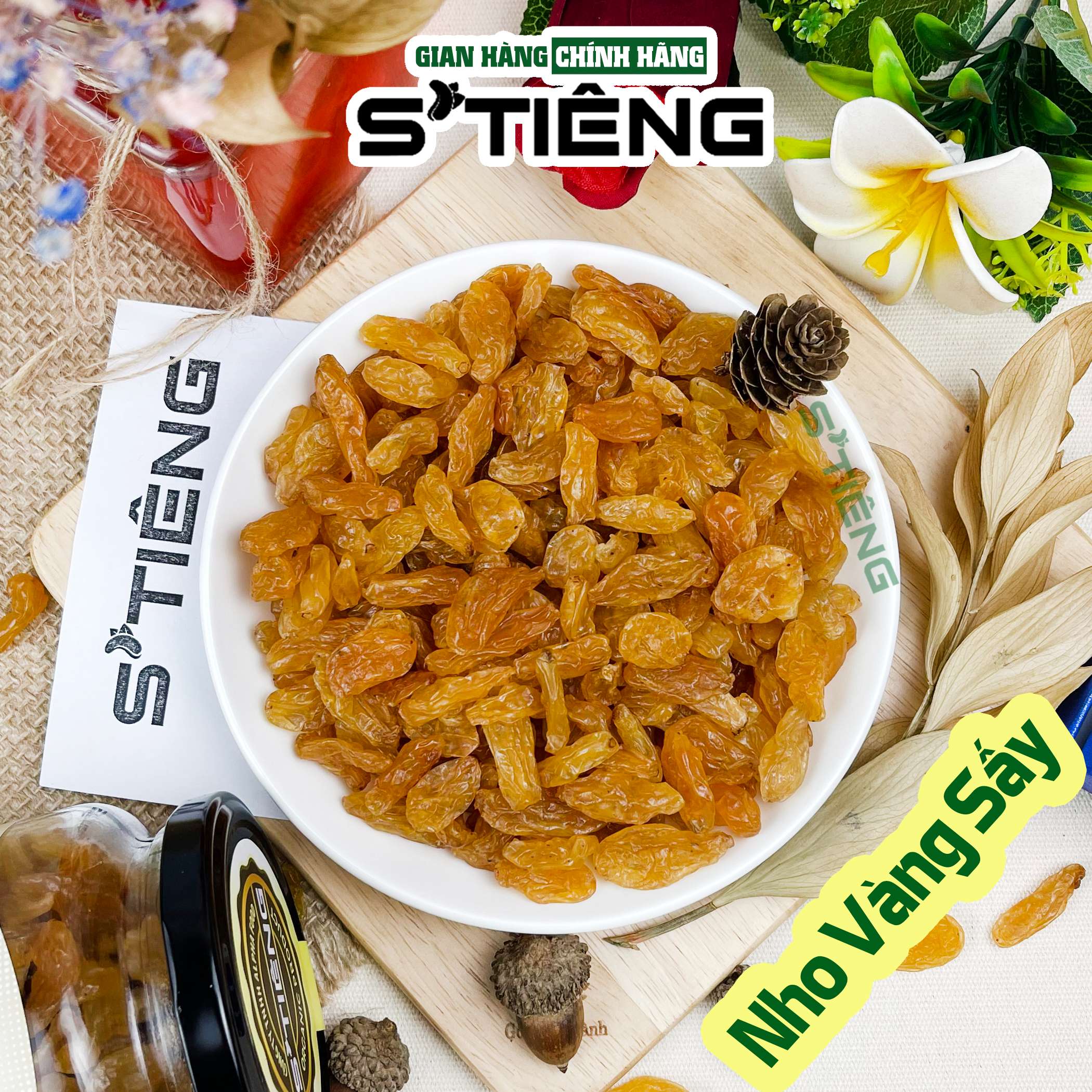 Nho Vàng Sấy Khô Không Đường STIENG ( Mùi Men Nho Nồng)