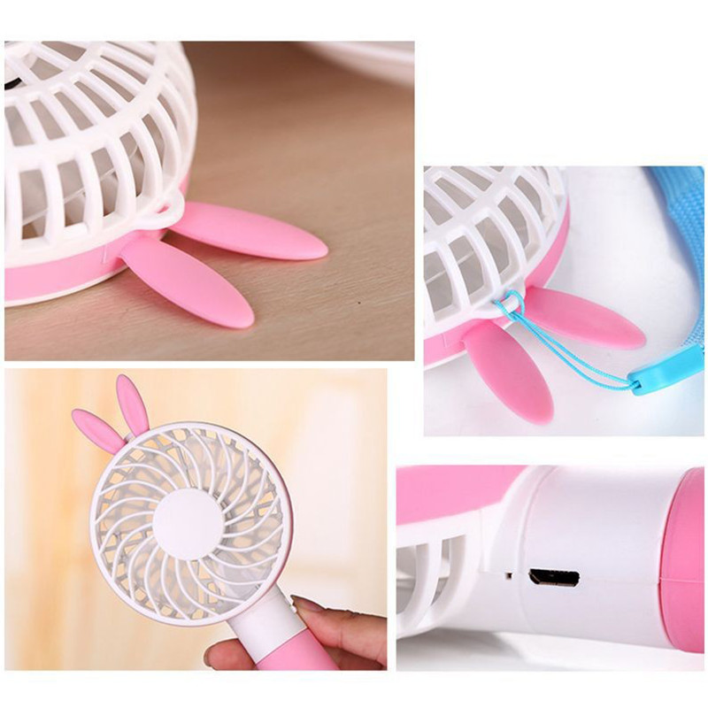 Quạt sạc mini cầm tay Hàn Quốc hình tai thỏ kiểu dáng xinh xắn rất được yêu thích