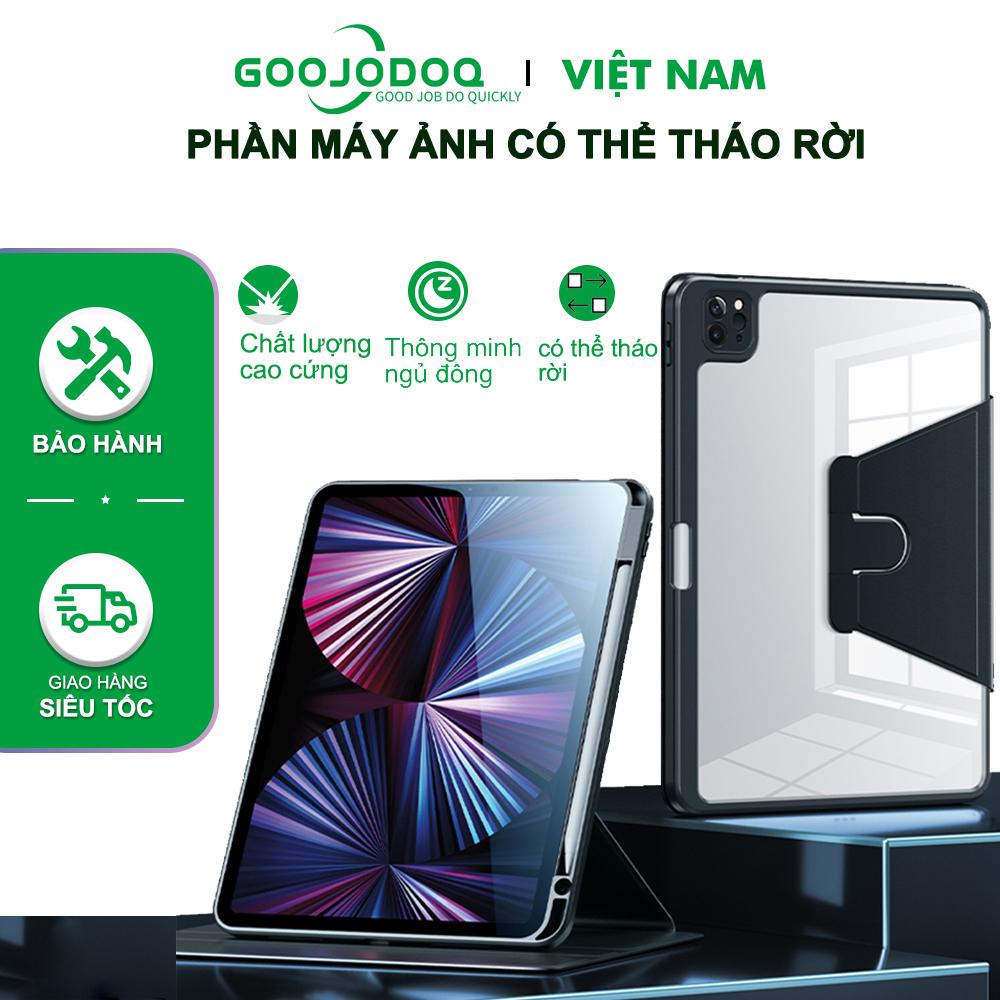 [HÀNG CHÍNH HÃNG GOOJODOQ] Bao da ipad GOOJODOQ ốp lưng cho Air 4/5 Pro 11 10th 9th 8th 7th Gen với Giá đỡ bút chì Xoay 360 độ - Màu xanh lá cây đậm