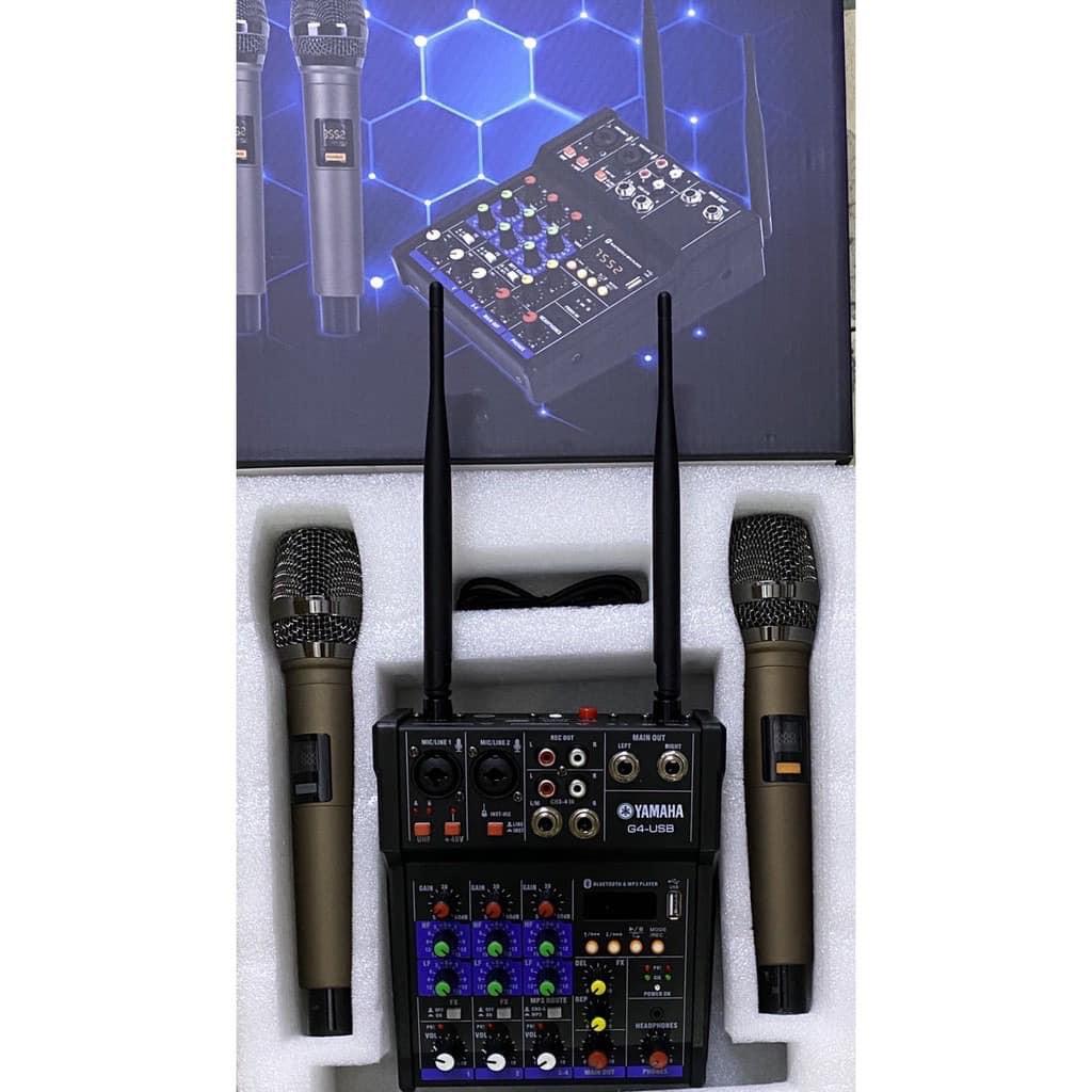 Combo Trọn Bộ Mixer G4 Bluetooth - Tặng Kèm 2 Micro Không Dây ,Bàn Mixer G4 Live Stream | Karaoke