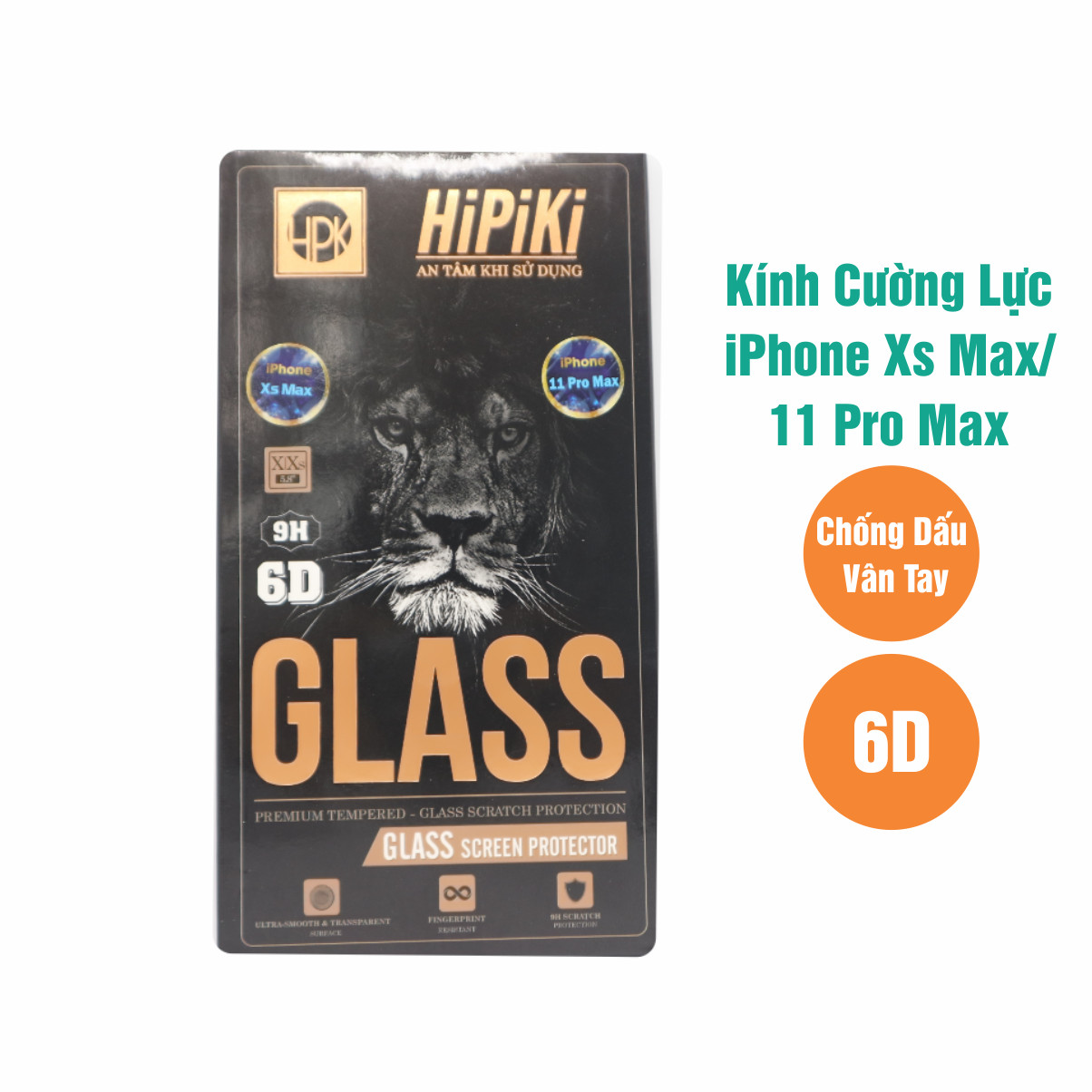 Miếng Dán Màn Hình Kính Cường Lực Cho iPhone XS MAX, iPhone 11 Pro Max HIPIKI 6D (Full Black) - Hàng Chính Hãng
