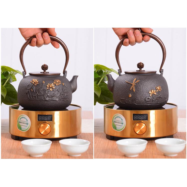 Ấm Gang Tetsubin 1200ml – Liên Hoa Mạ Vàng AG.21