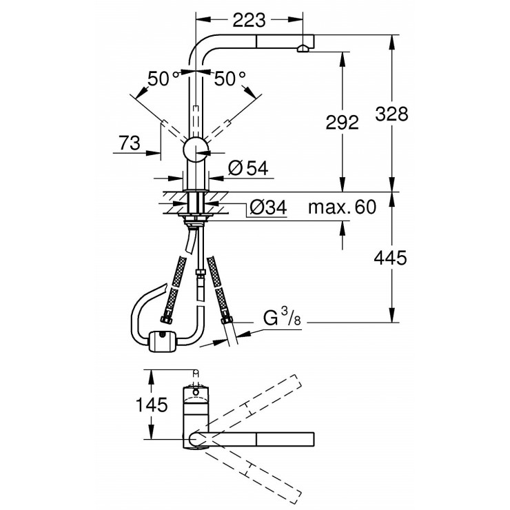 Vòi Bếp Grohe Minta 32168000 Dây Rút