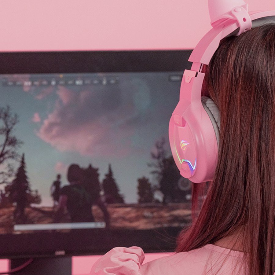 Tai Nghe Gaming Mèo HAVIT H2233D, Màu Pink Taboo, Driver 50mm, Đèn RGB, Mic Khử Ồn - Hàng Chính Hãng