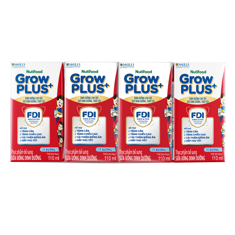 Thùng SBPS Nutifood GrowPLUS+ ít đường Suy Dinh Dưỡng - Tăng Cân, Tăng Chiều Cao (48 Hộp x 110ml)