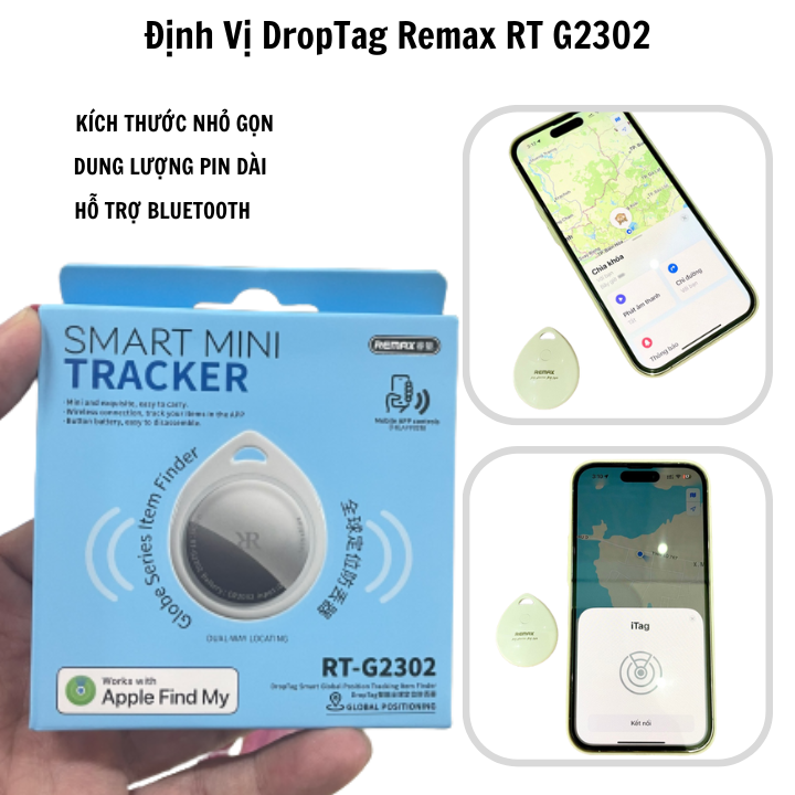 Định Vị GPS Siêu Nhỏ Sothing DropTag Remax RT G2302, Cho Xe Máy, Ô Tô, Thú Cưng, Con Nhỏ, Định Vị Toàn Cầu- Hàng Chính Hãng