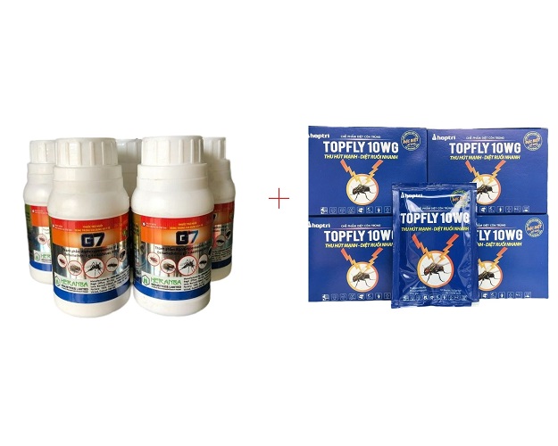 Combo 1 lọ Thuốc diệt trừ Ruồi Muỗi, Gián, Kiến, Bọ Chắt, Ve, Rận Mạc G7 chai 100ml + 1 gói Thuốc diệt ruồi TOPFLY 10WG gói 20g