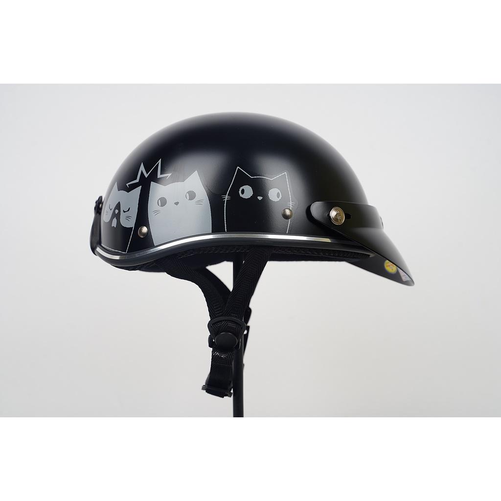 Mũ Bảo Hiểm 1/2 Đầu CHITA HELMETS CT6B1 tem Nhiều Mèo