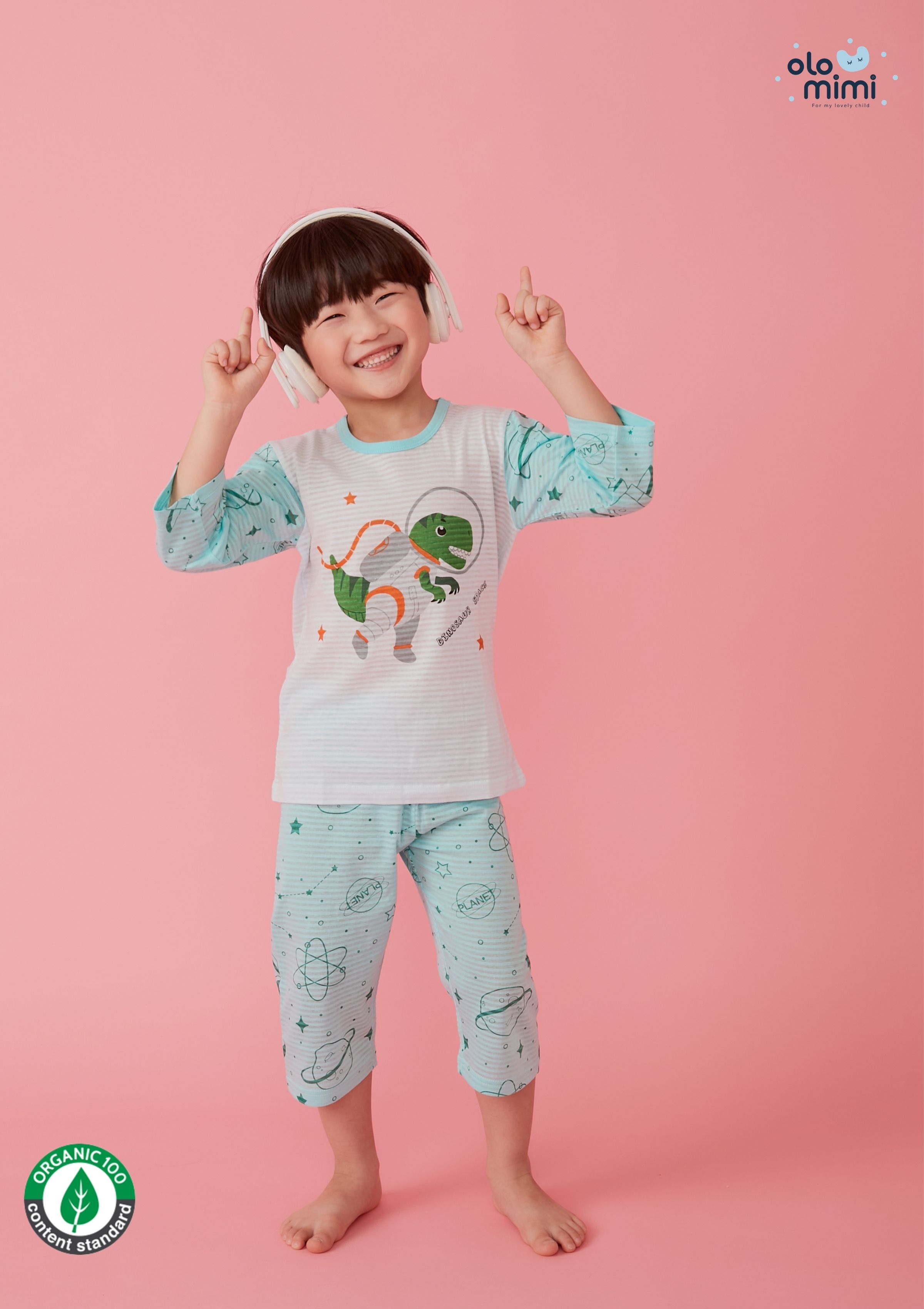 Bộ lửng Olomimi Hàn Quốc SS21 Dino Space - 100% organic cotton