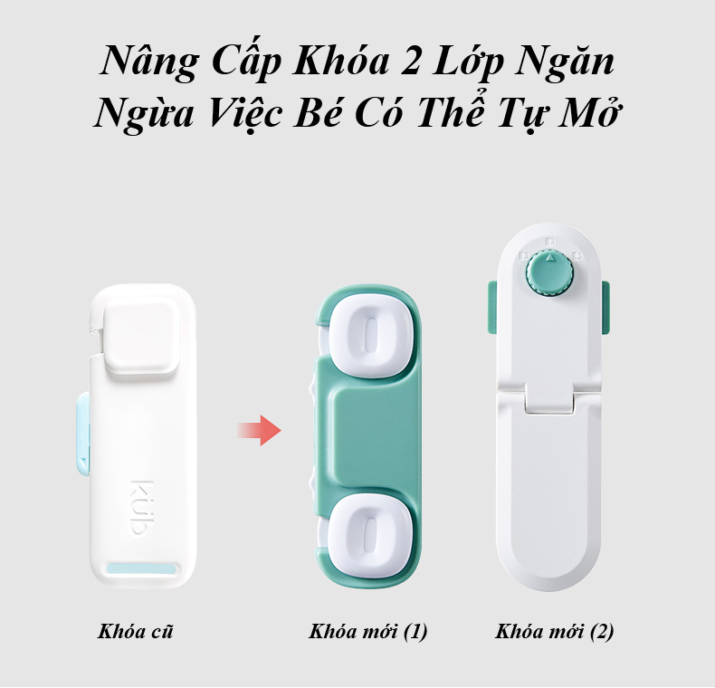 Thanh Chắn Khóa 2 Lớp Cửa Tủ, Hộc Tủ, Ngăn Kéo (Set 2 Cái) - KUB