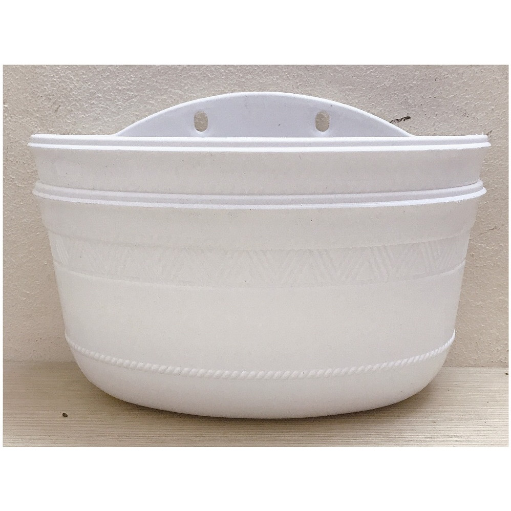 2 Chậu Ốp Tường Bán Nguyệt Trồng Hoa Màu Trắng No: 280x140x160
