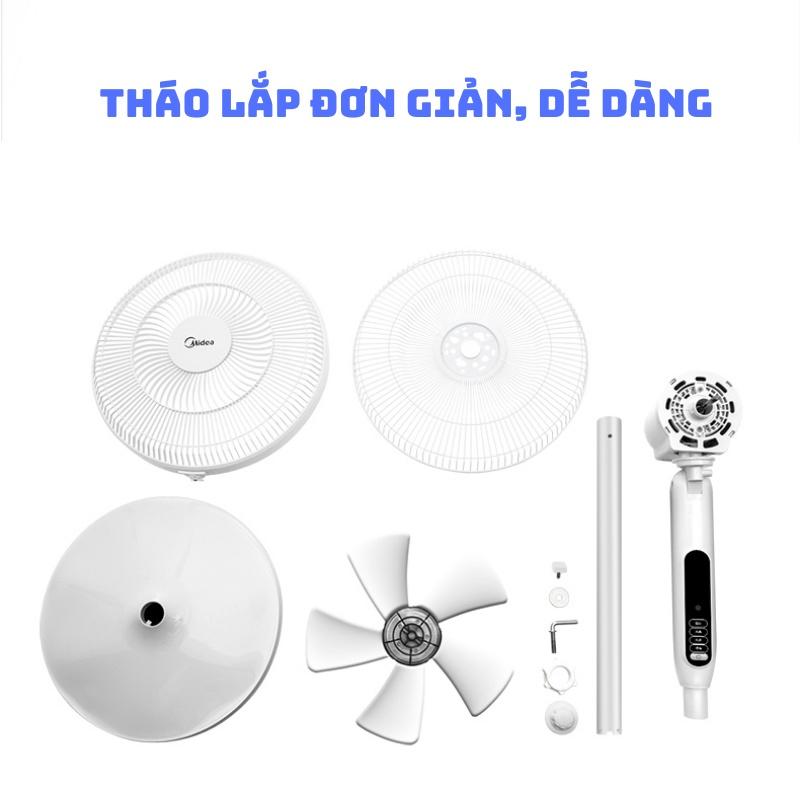 Quạt Điện Cây Đứng Midea có Điều Khiển Từ Xa 5 Cánh Quạt 3 Tốc Độ Gió Sang Trọng Có Hẹn Giờ