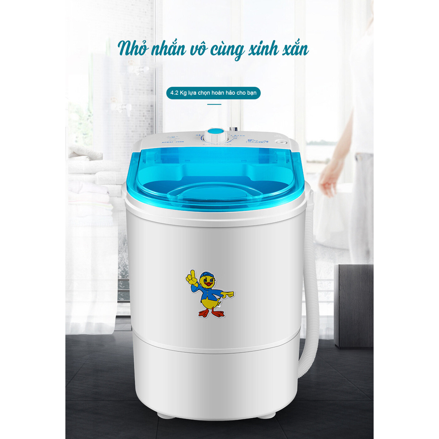 Máy giặt mini đa năng 1 lồng 4,5kg - Máy giặt mini cho sinh viên - Máy giặt - Máy giặt mini gia đình